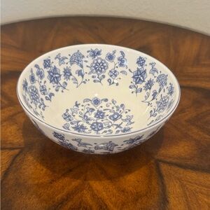 Minton Shalimar Blue and White Floral Porcelain Bowl Made In England 1974